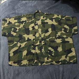 Camo open front kimono loose fitting oversized layering batwing sleeves one size